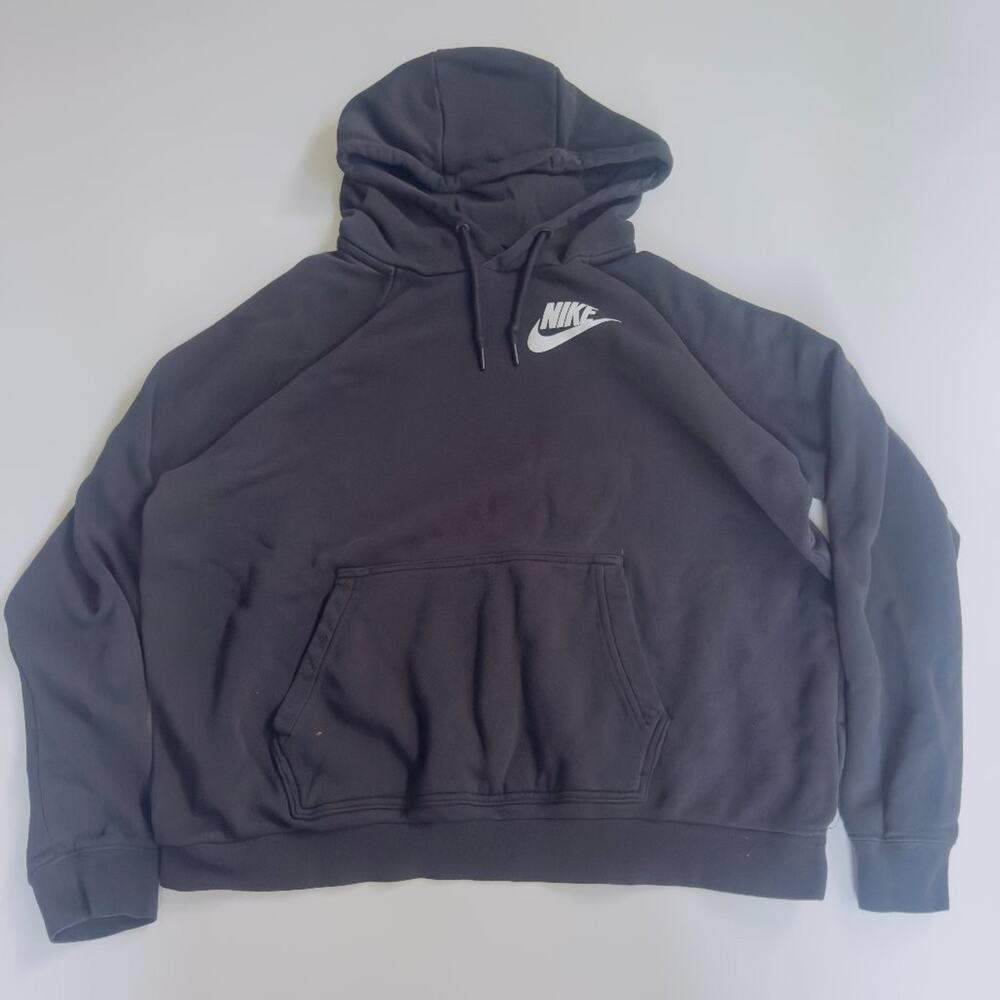 Nike Womens Large Black Cotton Hoodie Pullover Sweatshirt Soft Basic Casual Wear